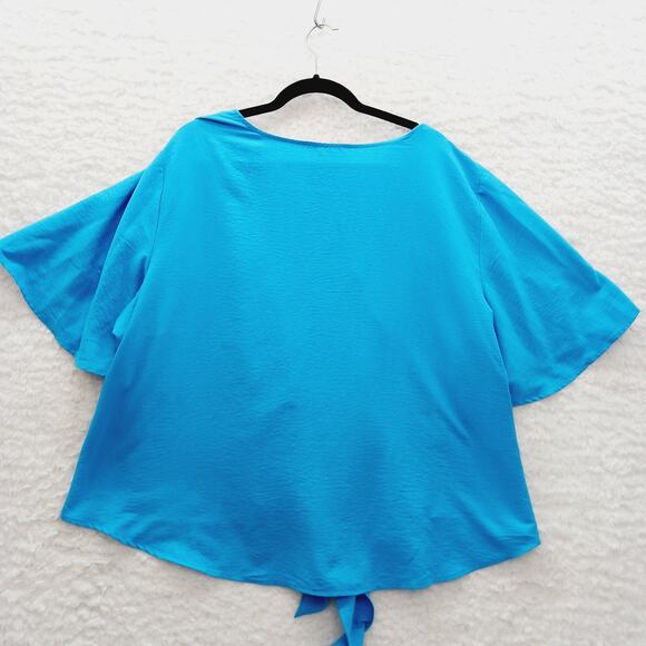 Blouse Size 3X Blue Lace Insert Cruise Going-Out Top Resortwear Vacation Whimsy - Picture 3 of 15